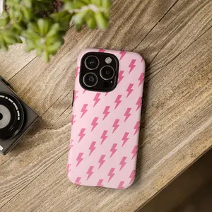 [New Arrivals]Lightning Phone Case, Cute Pink Lightning Bolt Tough Phone Cover For IPhone 11-17, Samsung S21-S25