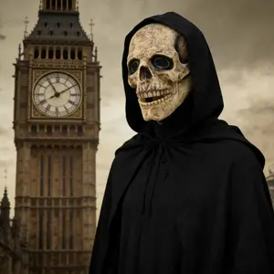 Terrifying Skull Mask, Terrifying Makeup Ball, Mobile Mouth Halloween Full Face Latex Mask, Lightweight Full Head Skeleton Helmet, Suitable for Halloween Costumes, Role Playing, and Stage Performances, Carnival Masked Ball