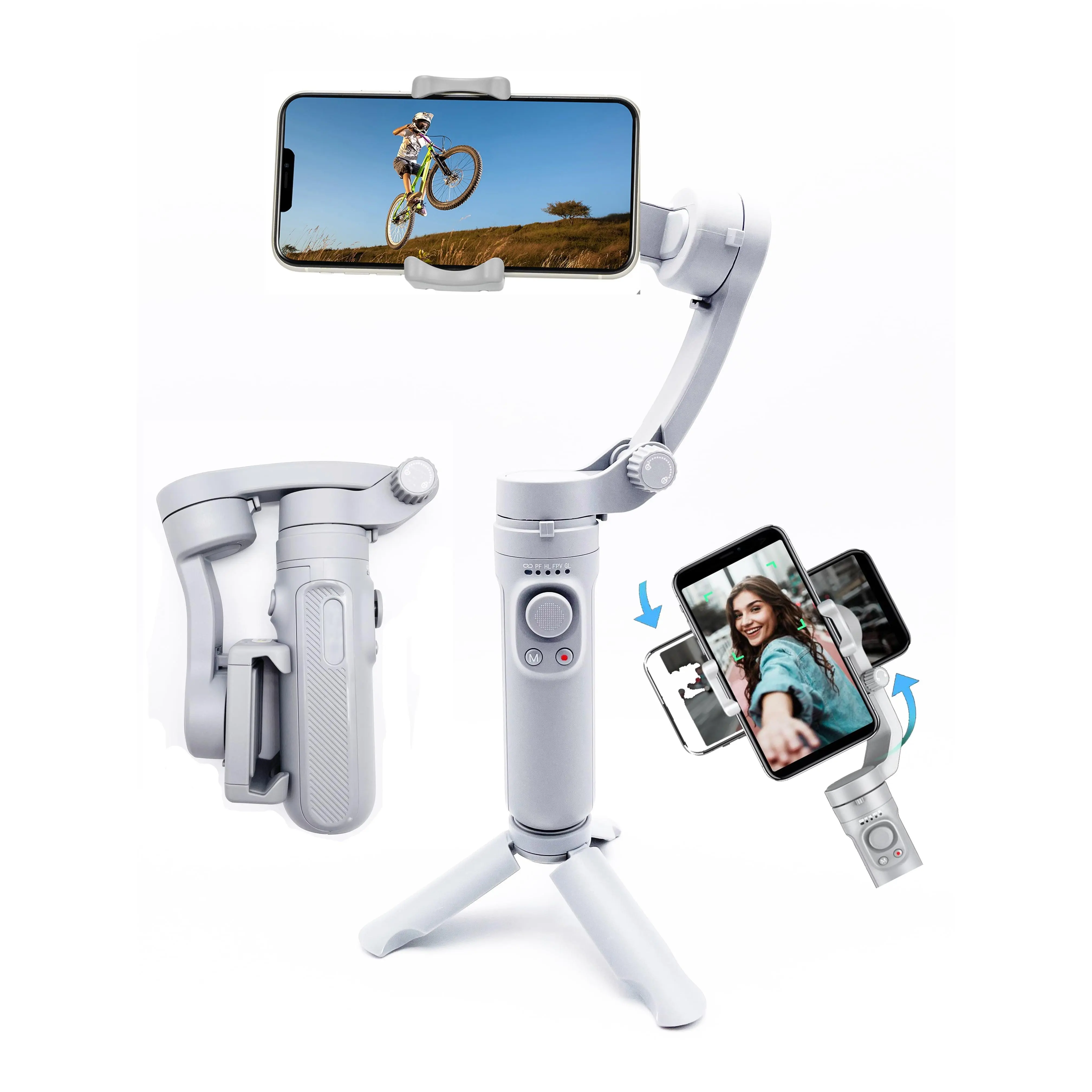 Smartphone Stabilizer - 3-Axis Foldable Pocket Gimbal, Stable Perfect Selfies, Smooth Video, Compatible with iPhone and Android