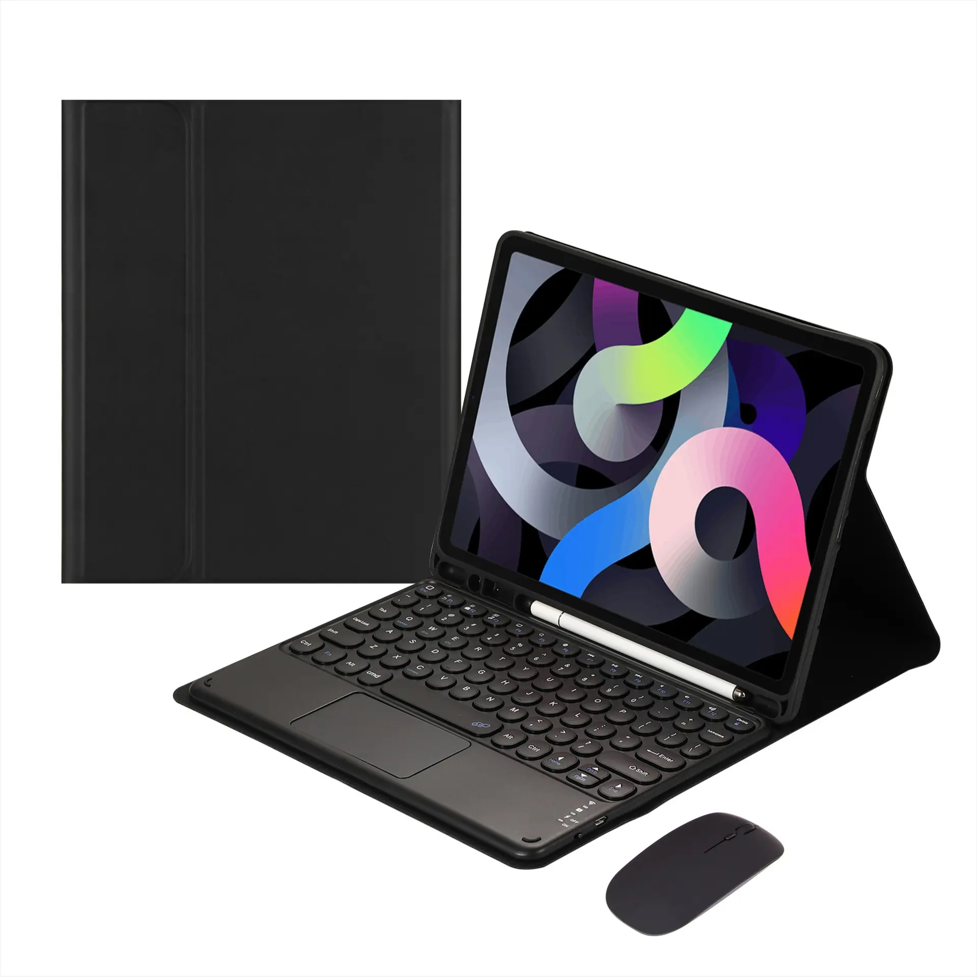 Wireless Bluetooth Tablet Keyboard Case with Mouse, Stand & Touchpad - Ultra-Slim Portable Rechargeable Tablet Accessory with USB Cable, iPad Keyboard and Mouse for Office Use, Tech Gadgets Accessories