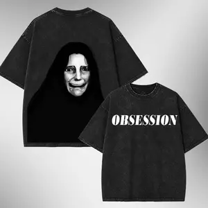 Obsession Vintage Washed T-Shirt Crying Creepy Face Graphic Tee Curry Barker Horror Film Shirt Disturbing Analog Horror Apparel Retro Y2K Grunge Oversized Unisex Streetwear Heavyweight Cotton Premium Wash Tee Black Gift
