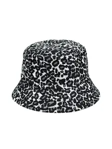 Unisex Leopard Print Bucket Hat, Casual Loose-Fit Sun Protection Cap, Retro Style Outdoor Accessory, All-Season Fashion Headwear