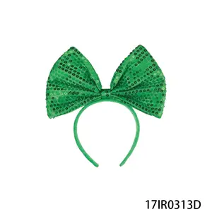 PESENAR Green Sequin Bow Headband for Festive Celebrations