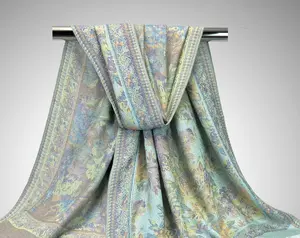 Reversible Floral Pashmina Scarf | Mint Green Traditional Festival Shawls | Head Covers Light Weight Wraps Bridesmaid Gift Set hug in a Box