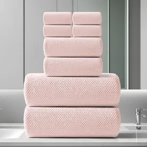 8-Piece Microfiber Bath Towel Set, Soft Skin-Friendly High Absorbency Knitted Fabric, Ideal for Bathroom Hotel Spa Use, Soft Cleaning Towel