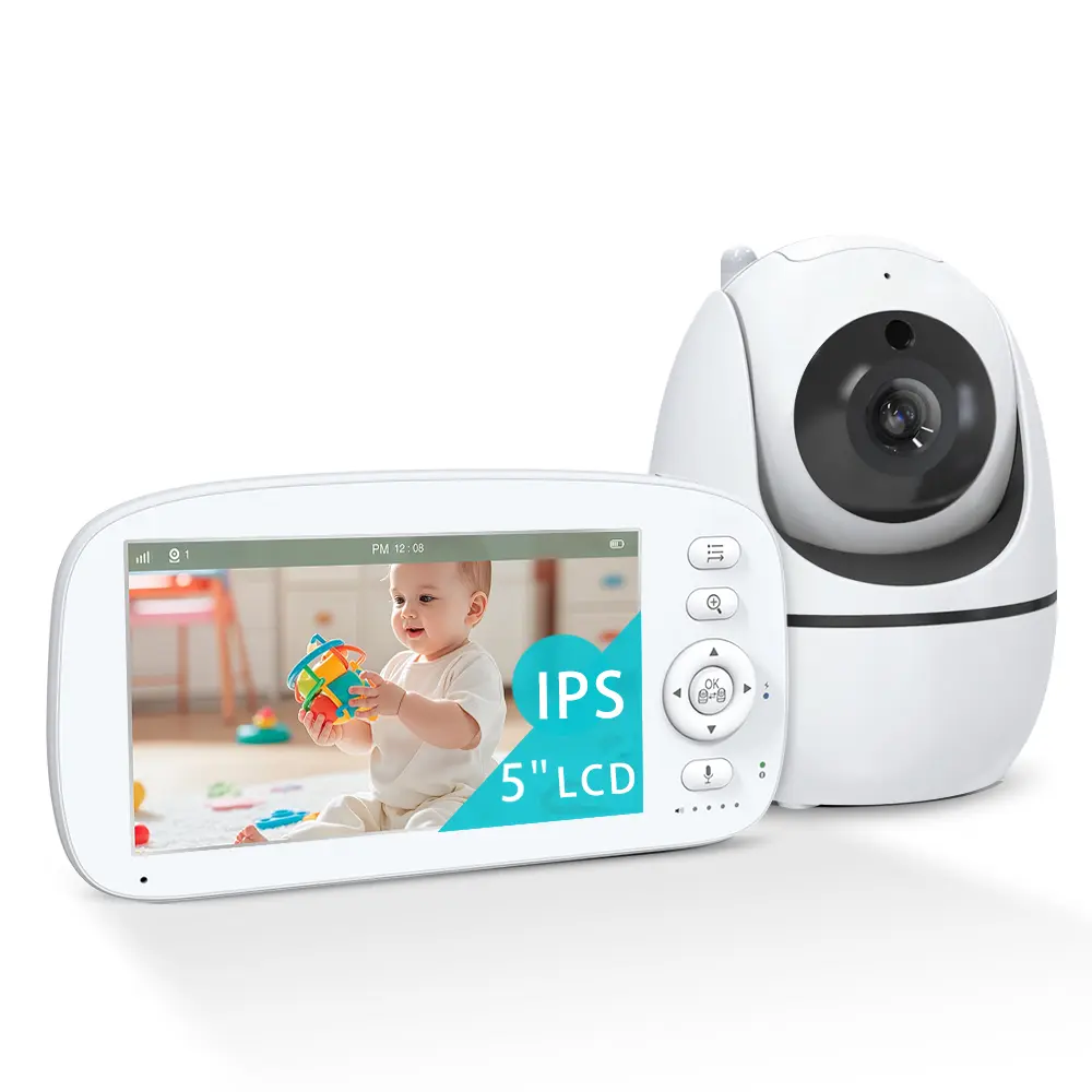 Wireless Baby Monitor with Camera and Audio 5" HD 720PDisplay, No WiFi, 2-Way Talk, Remote Pan Tilt, 4X Zoom,Night Vision, VOX Mode, Temperature Alerts