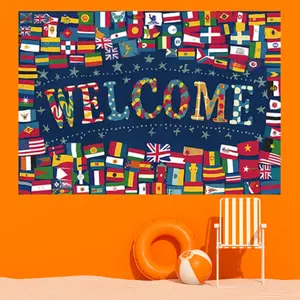 2D Flat Design Showcasing Flags from Different Nations Perfect for Photography Backdrops Home Decoration Wall Art Door Displays Event Party Decorations day decor