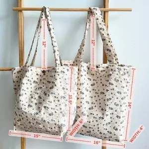 Floral Delight Tote Bag in Black & Beige Design with Purple Blooms | Perfect for Work, School, and Everyday Chic