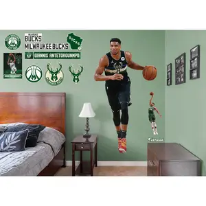 Giannis Antetokounmpo - RealBig Black Jersey Collection - Official NBA - Milwaukee Bucks - Reusable Vinyl Wall Decals