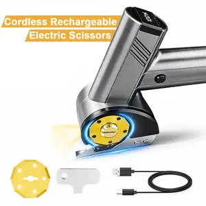 Cordless Electric Scissors 4V – Rechargeable Heavy Duty Cutter with 4-Speed Settings, Safety Lock, LED Light, Long Battery Life & 2 Extra Blades, Perfect for Fabric, Cardboard, Leather & Crafting