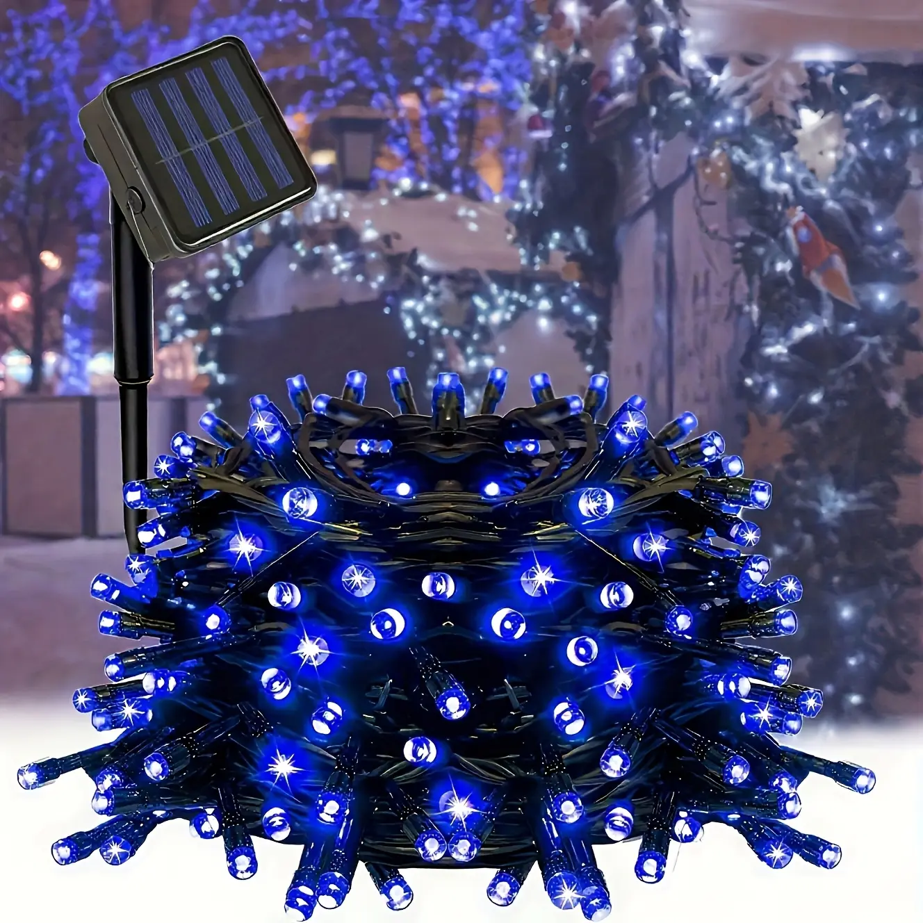 1 pack, 39.37 ft/100 LEDs, solar orange-purple lights with silver wire, solar Halloween lights, IP44 waterproof and dustproof, Halloween decoration, haunted house, trick-or-treaters, Halloween parade.
