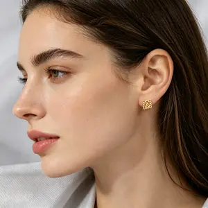 Women's Hypoallergenic Stainless Steel Earrings, Luxury Geometric Hollow-Out Irregular Design, Trendy Elegant Daily Fashion Costume Jewelry women gift mom jewellery fashionable all-season