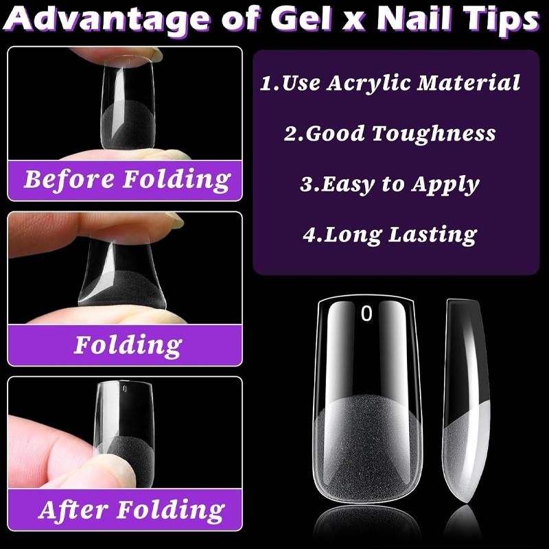 600Pcs Medium Square Nail Tips Clear Fake Nails Square Gel Nail Tips Full Cover Artificial Nails Clear Press on Nails Medium False Nail American Capsule Fingernails for Gel Nail Extension, Salon Quality Nails, Handmade Acrylic Nails