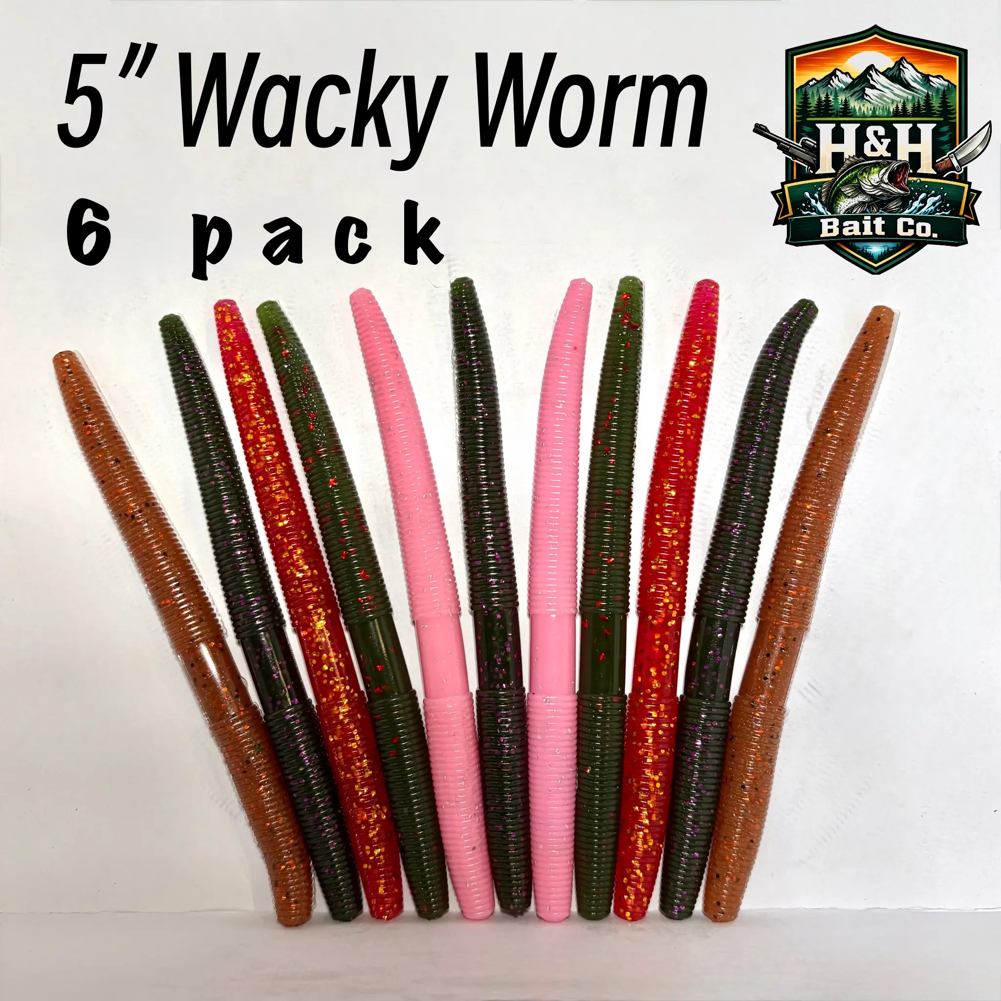 6-Pack 5-Inch Wacky Worm Soft Plastic Bait