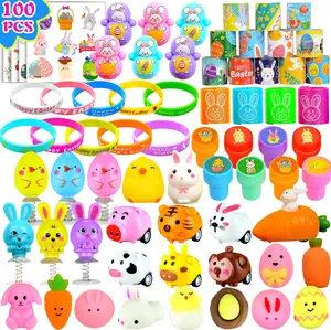 100 Pack Easter Egg Fillers, Easter Basket Stuffers for Kids Boys Girls, Easter Party Favors Assorted Toys, Easter Egg Hunt, Easter Gift Goodie Bags Stuffers Filling Treats Classroom Prize