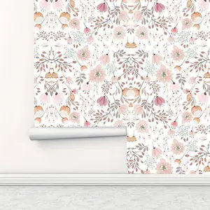 Watercolor Flower Pattern Wall Sticker, 1 Roll Self-adhesive Wallpaper, Removable Wall Decal for Home Living Room Bedroom Dormitory Decor