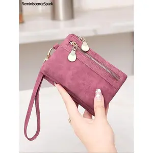 Women's Retro Snap Short Wallets - Zip Closure, Wrist Strap, Compact Minimalist Multi-Functional Design, Stylish Daily Purse for Camping, Hiking, Perfect Gift for Christmas, Valentine’s Day