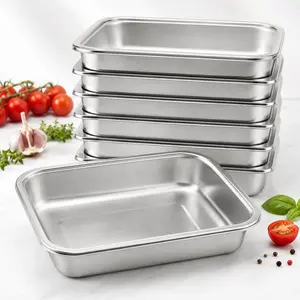 12-Pack Stainless Steel Food Storage Tray Set - 3pcs Deep Metal Baking Pans for Meal Prep, Roasting, Stackable Oven-Dishwasher Safe, Rust-Resistant Reusable Bakeware, Plastic-Free for Home Kitchen Fridge Freezer