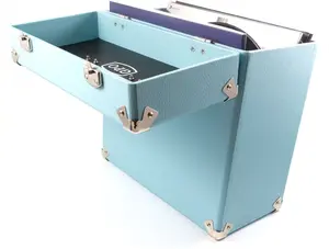 GPO Retro SWB18BLU 12" Vinyl Record Case 35 Count Capacity with Removable Lid - Blue  [VINYL ACCESSORIES] Blue