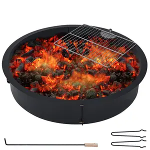 GARVEE 36" Fire Pit Ring with Grill-Grate, 2.5MM Steel Heat-Resistant Round Firepit Cooking Ring, Suitable for Above or In-Ground Use, Ideal for Camping, Garden, and Backyard Activities