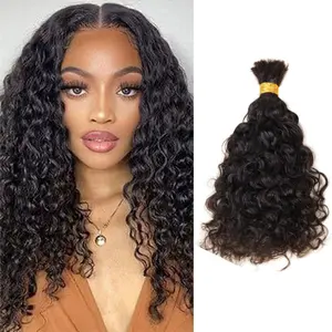 Human Braiding Hair 100g Water Wave Bulk Hair Brazilian Virgin Braiding for Boho Braids Wet and Wavy Braids Extensions Curly Human Hair Braiding Hair Wet and Wavy Water Wave Bulk Human Hair for Braiding No Weft Unprocessed Virgin Human Braiding