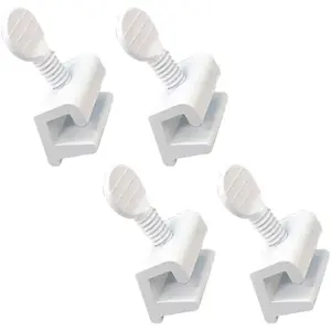 Single Small Sliding Window Security Lock, Aluminum White Coated, 4 Pack, Made in Taiwan