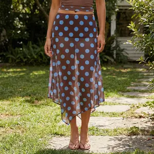 Women's Summer Pencil Skirt Trendy Dot Print Long Skirt for Travel, Beach, Shopping