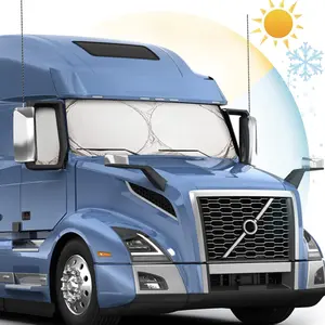 Semi-Truck Sun Shade for Windshield and Side Window | 240T Sunshade Maximum Coverage | Block Sun Heat Rays | Keep Warm in Winter for Semi, Commercial & Big Rig Truck, RV, Boat