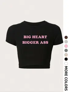 Essnce 1pcs Women Solid Round Neck Casual Tee