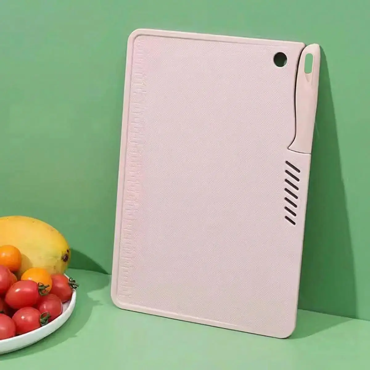 Rectangular Shaped 2-In-1 Fruit & Vegetable Cutting Board Set With Knife, 1 Count Multi-purpose Cutting Board For Home Kitchen Use