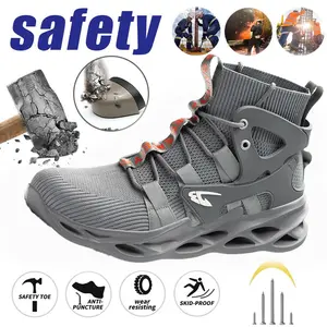 Closed High-top Breathable Anti-crushing Anti-piercing Steel-capped Work Shoes non-slip safety labor protection Workout Sneakers