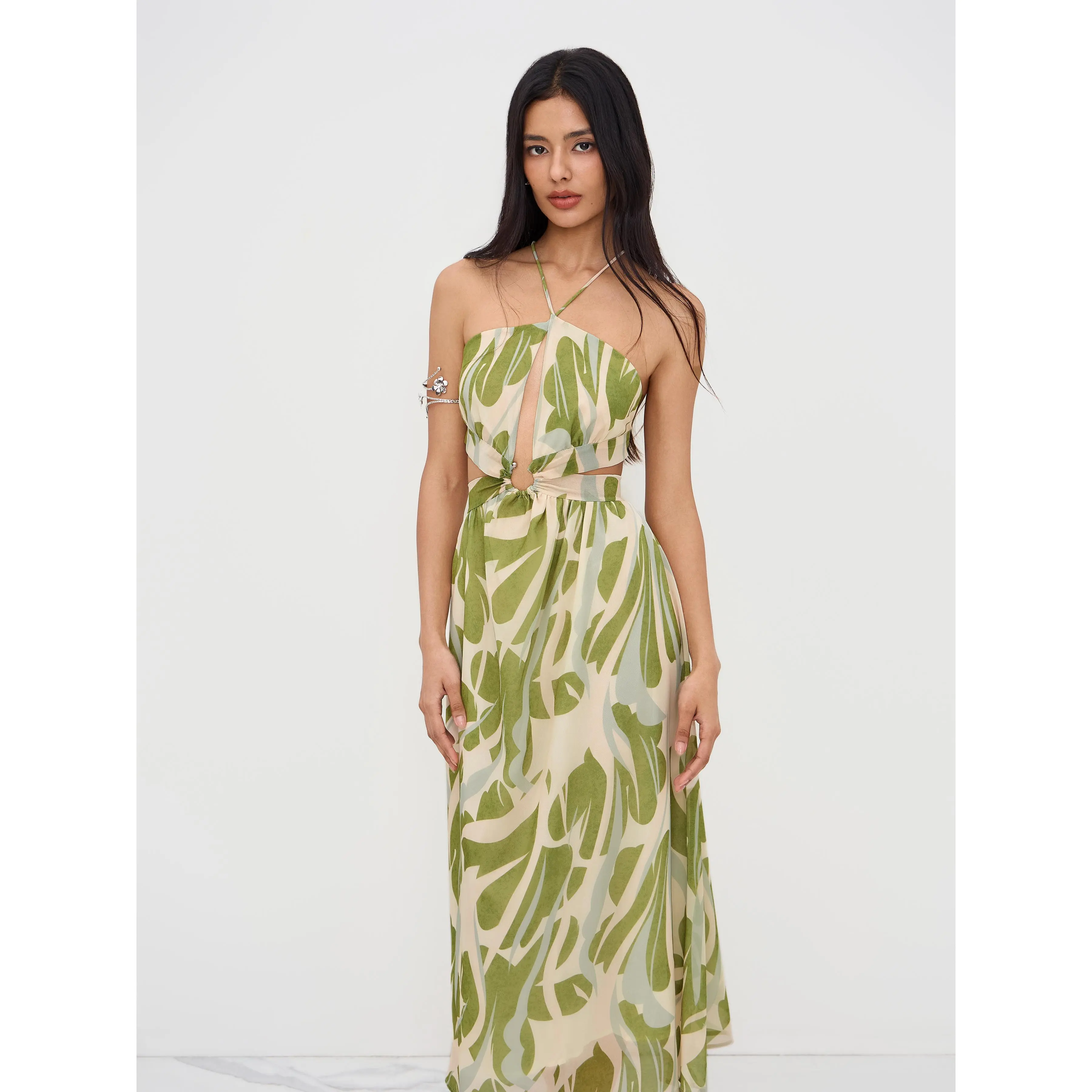 chinese dress ladies CIDER Santorini Beach Vacation V-Neck Landscape Painting Cut Out Knotted  Cami Midi Dress: Blue, XXS at Amazon Women's Clothing store