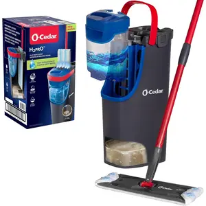 O-Cedar H2prO Flat Mop System | Quick Cleaning Tool | Clean with Clean Water | Machine Washable Reusable Microfiber Mop Pad | Safe on Wood Floors, Vinyl, Tile, Baseboards, Walls