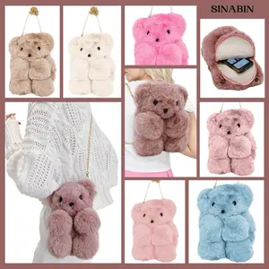 Teddy Bear Fuzzy Faux Fur Versatile Crossbody Bag for Daily Outings, Casual Errands