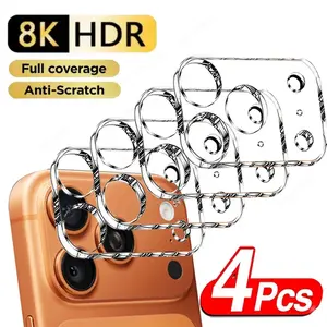 4pcs Camera Lens Protector Cover Compatible iPhone 17 Air/17 Pro Max/17 Pro/17/16e/16/15/14/13/12/11/Pro Max/Pro/Plus/Mini,Fingerprints Resistance,Scratch-Resistant,Impact Protection,Precise Fit,Easy to Install
