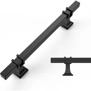 10 Pack Matte Black Cabinet Pulls 5 Inch(128mm) Hole Center Drawer Pull Cabinet Hardware Kitchen Handles for Bathroom Dresser Pulls