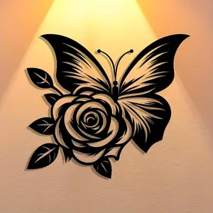 Butterfly Heart Rose Metal Sign, Halloween Spooky Abstract Art, Christmas Elegant Design, Wall Art Decor, Posters, Decoration, Artistic, No Precious Metal Plating