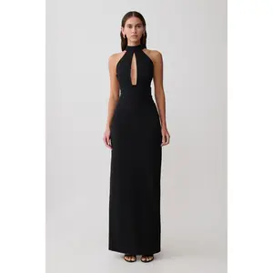 Elan Stretch Crepe Maxi Dress - Black