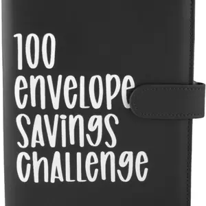 Dr.Love 100 Envelope Saving Challenge Binder, Budget Binder with 1 A5 Size Binder, 1 Laminated Reusable Tracker & Pouches for Savings Challenges