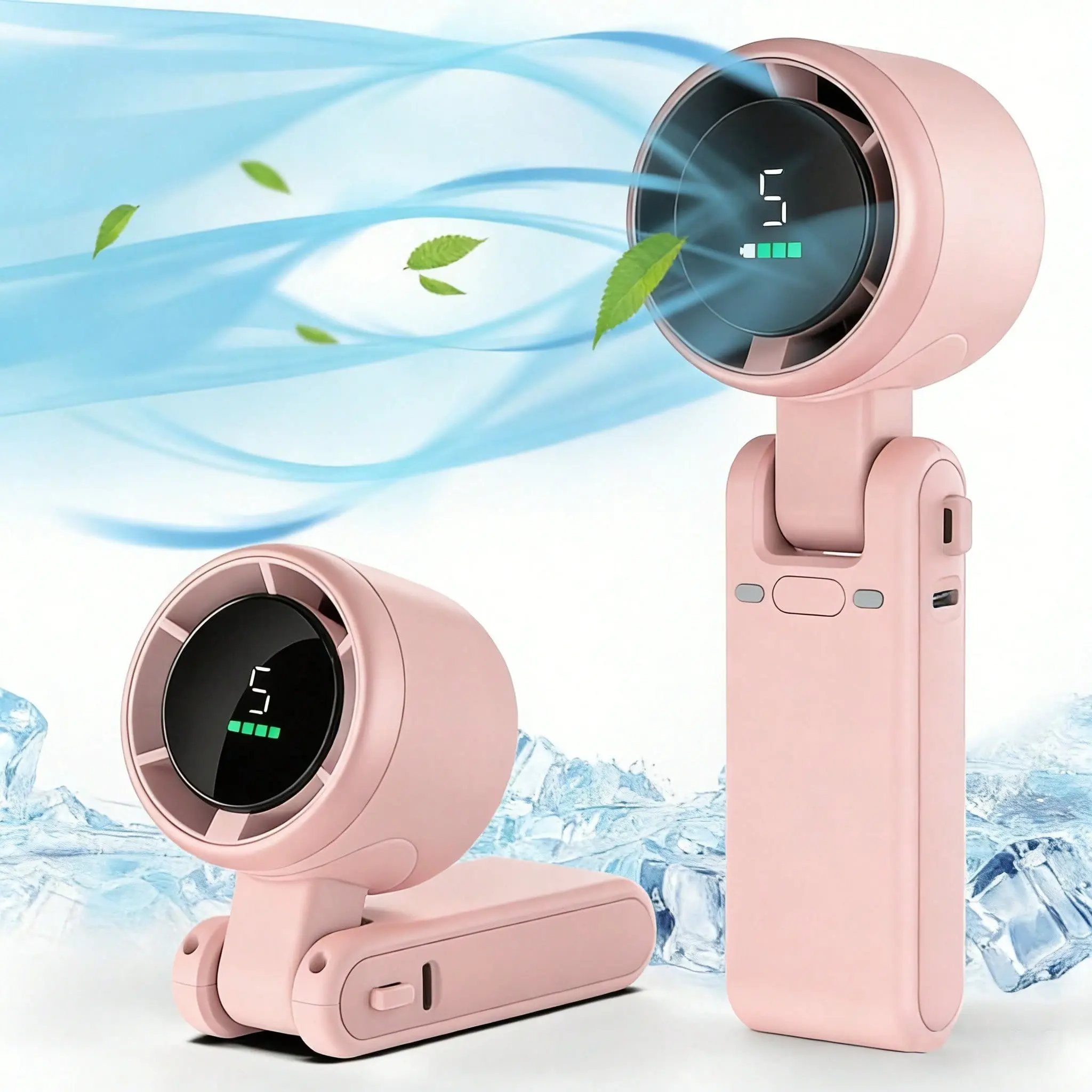 Portable Turbine Handheld Fan: 5-Speed Powerful Airflow Cooling, 4000mAh USB Rechargeable Fan (Up to 10 Hours), 3-in-1 Compact Design, Summer Must-Have for Camping & Travel essentials