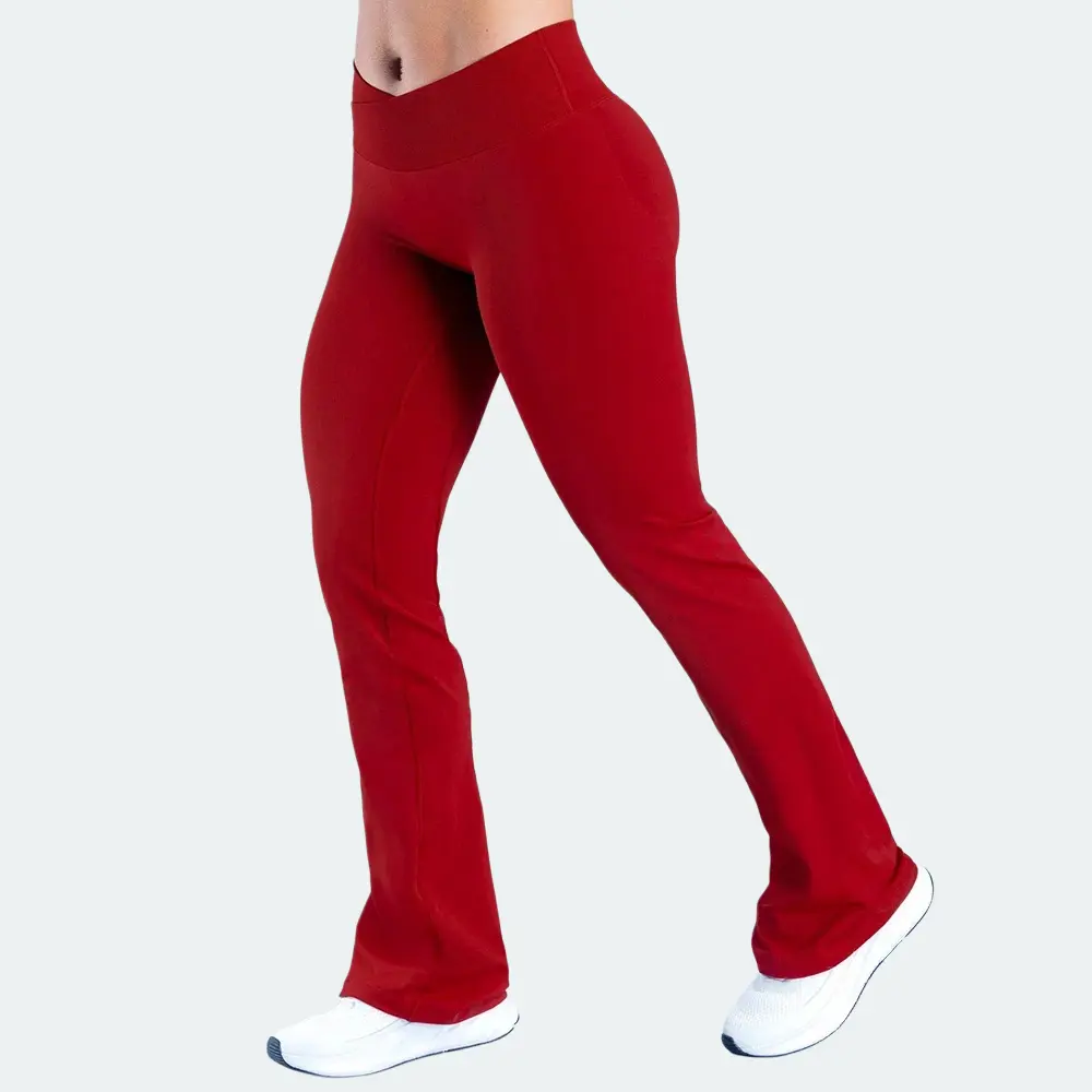 DFYNE V-Waist Flared Yoga Pants Women – Butt Lifting Seamless High Elastic Bell Bottom Workout Pants