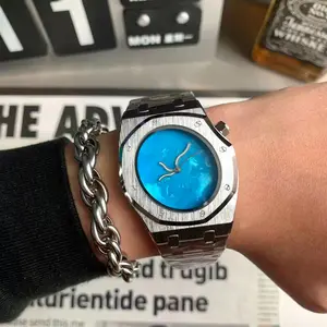 Men's Watch Y2K Style Twisted Octagon Dial, Silver Color Steel Band, Analog Geometric Pattern, Perfect Gift for Men