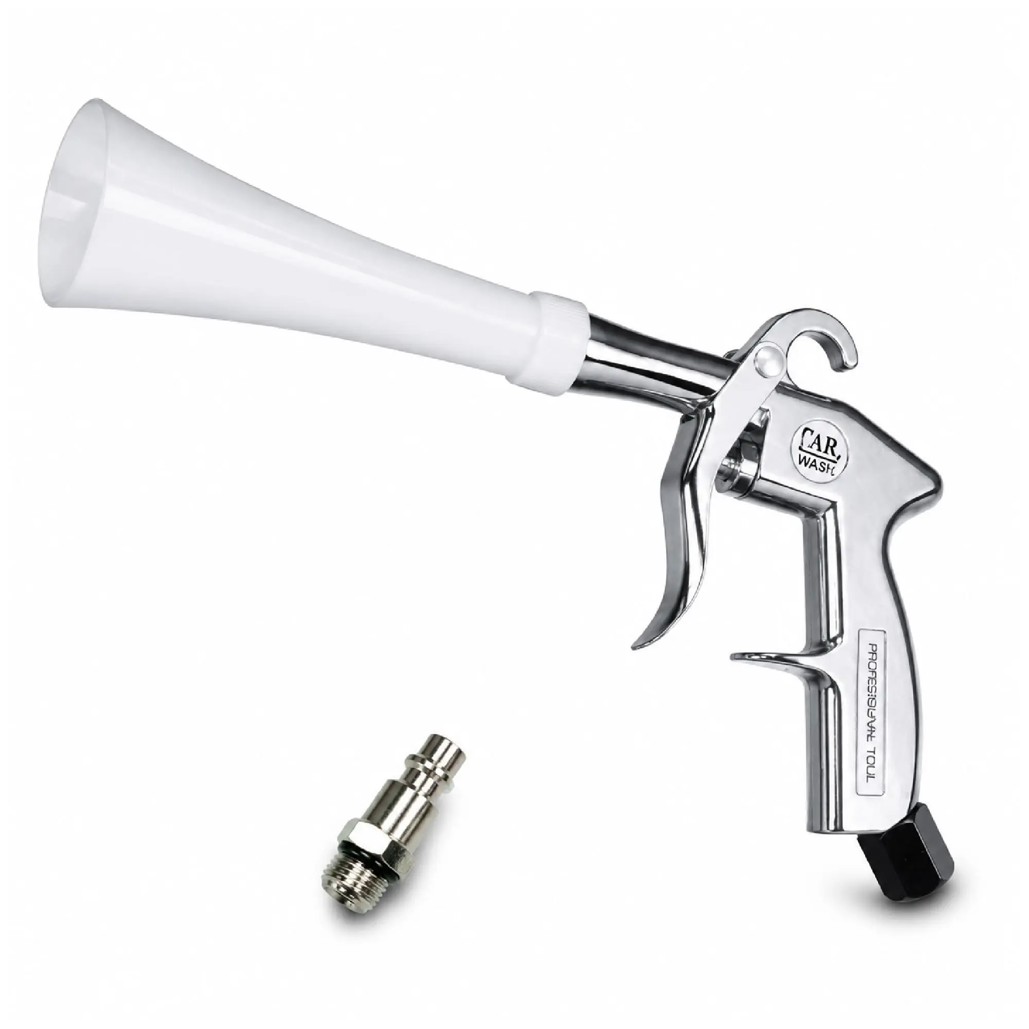 LAUCO Air Blow Gun for Car Detailing, Tornado Car Cleaning Gun, Air Compressor for Car Detailing, Air Blower for Car Detailing, Cleaning Tool with Nozzle and Auto Detailing Brush (Silver/White)