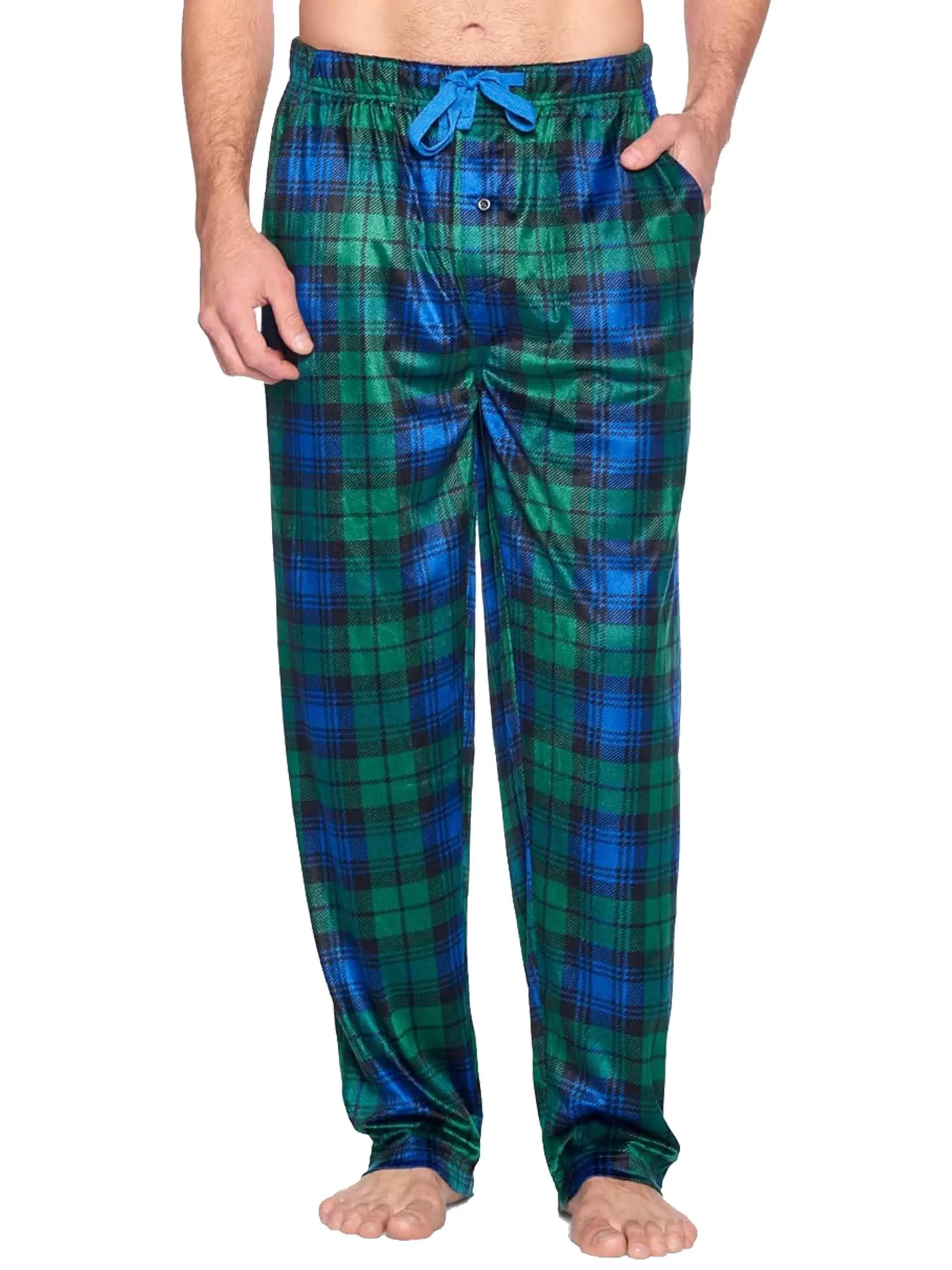 Ashford & Brooks Men's Classic Printed Fuzzy Fleece Pajama Pants, Soft Sleepwear with Pockets and Drawstring, Matching, Christmas, Polyester, Birthday, Fabric, Menswear, Cute Pajamas, Button Fly, Loose Fit