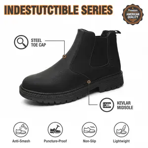 Anti-Slip Smash-proof Splash-proof Puncture-Resistant Unisex Work Boots Warehouse Mechanic Safety Shoe Waterproof Non-Slip Durable Comfortable Fit Built for Hard Labor Rugged Terrain Professional Kitchens Everyday Work Wear