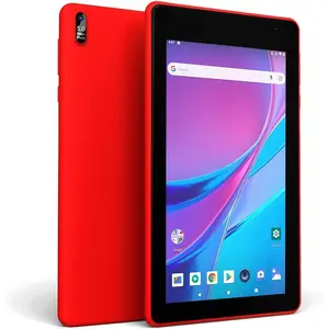 7 Inch Android 10 WiFi Tablet GMS Certified 2.5D Glass Touch Screen WiFi 6 1.5GHz Quad Core 2GB 32GB Long Battery Leather Case Red