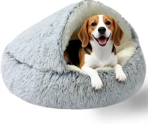 Dog Beds Medium Size Dogs, Calming Deluxe Plush Dog Cave Bed for Medium Dogs , Built-in Support & Stable Non-Collapsible, Pet Bed for Dogs & Cats 32×32Inch