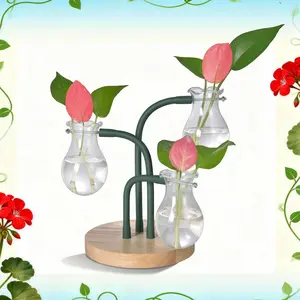 Holiday Gift Idea: DIY Glass Plant Propagation Station with Flower-Shaped Tubes – Transparent Nature-Inspired Terrarium for Home, Office & Garden Decor | Perfect for Christmas & Thanksgiving