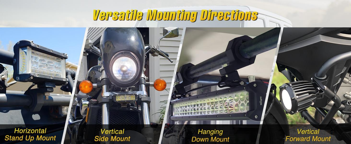 Nilight 2PCS Roll Bar Clamps Mounting Brackets LED Light Mount Clamps Tube Light Mounts Fit on 2.135" 2.25" 2.375" 2.5” Bull Bars Roof Racks Roll Cages for ATV UTV Truck