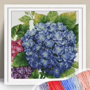 Flower Pattern Cross Stitch Kit, 11CT Cross Stitch Printed Canvas, DIY Embroidery Kit for Beginner, Hand Embroidered Cross Stitch Kit for Adults, DIY Needlework Craft